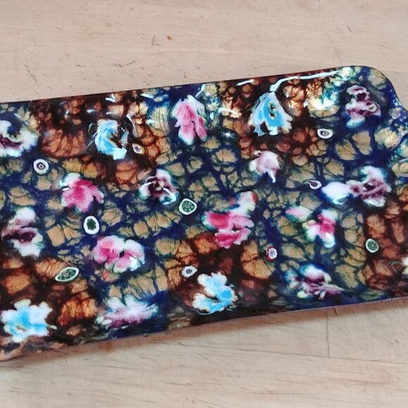 Vintage Mid Century Modern Enamel on Copper Millefiori Tray - Picture 8 of 9